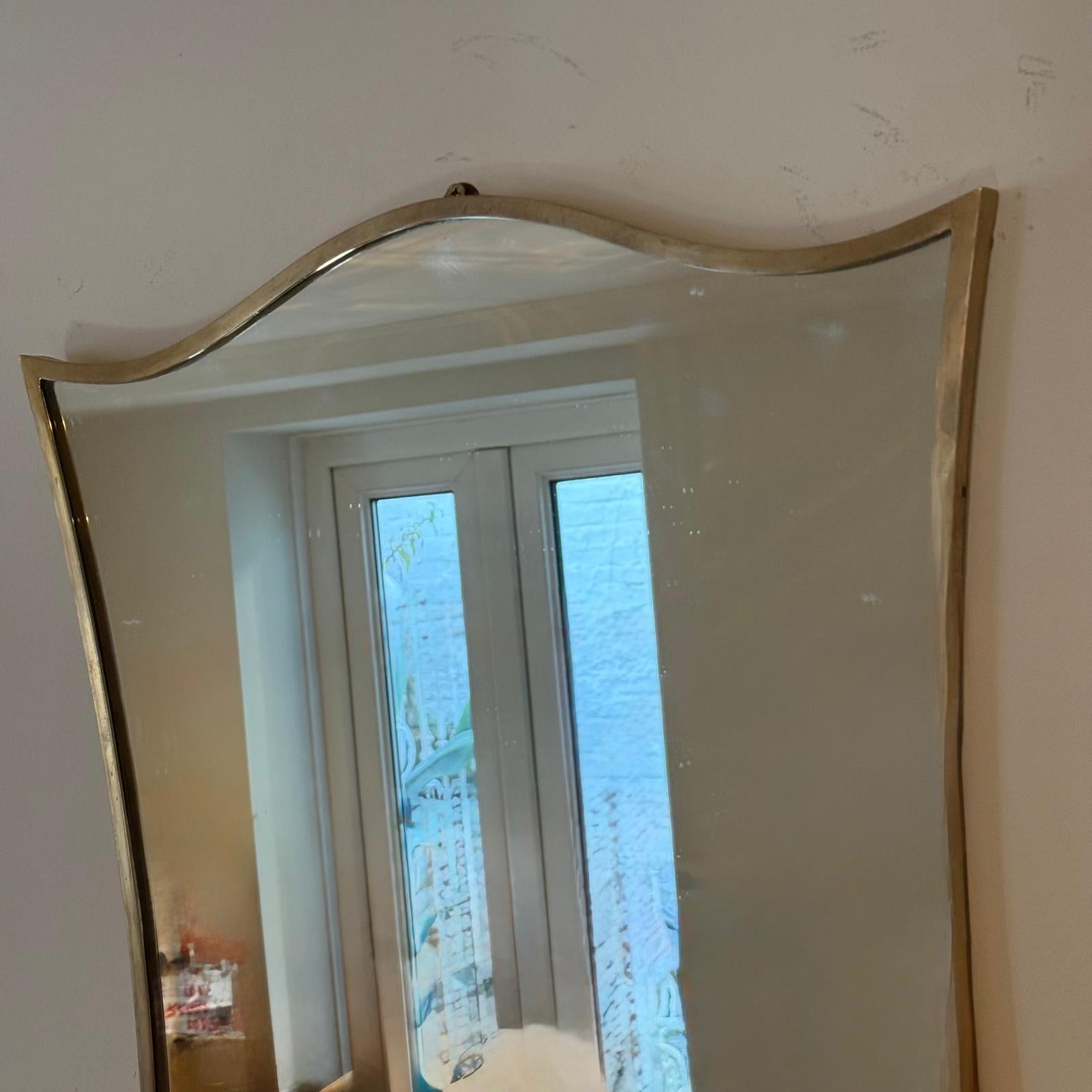 Italian 70's Mirror In Fine Polished Brass Frame For Sale 5