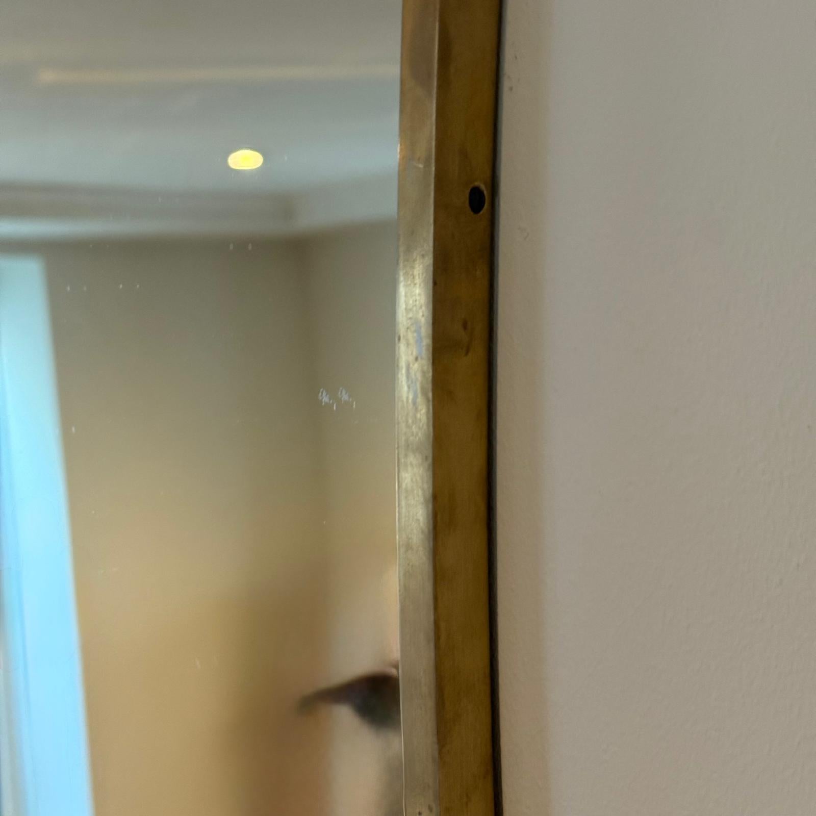 Italian 70's Mirror In Fine Polished Brass Frame In Good Condition For Sale In London, GB
