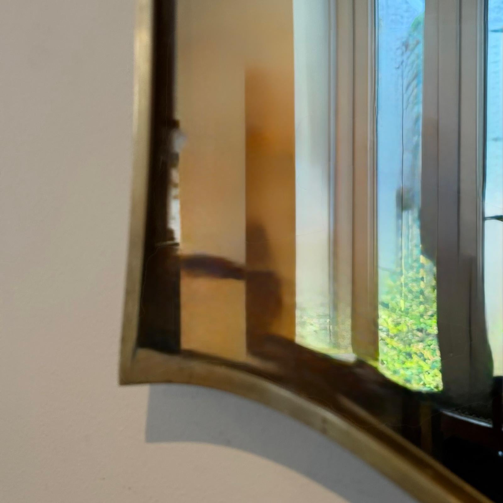 Italian 70's Mirror In Fine Polished Brass Frame For Sale 2