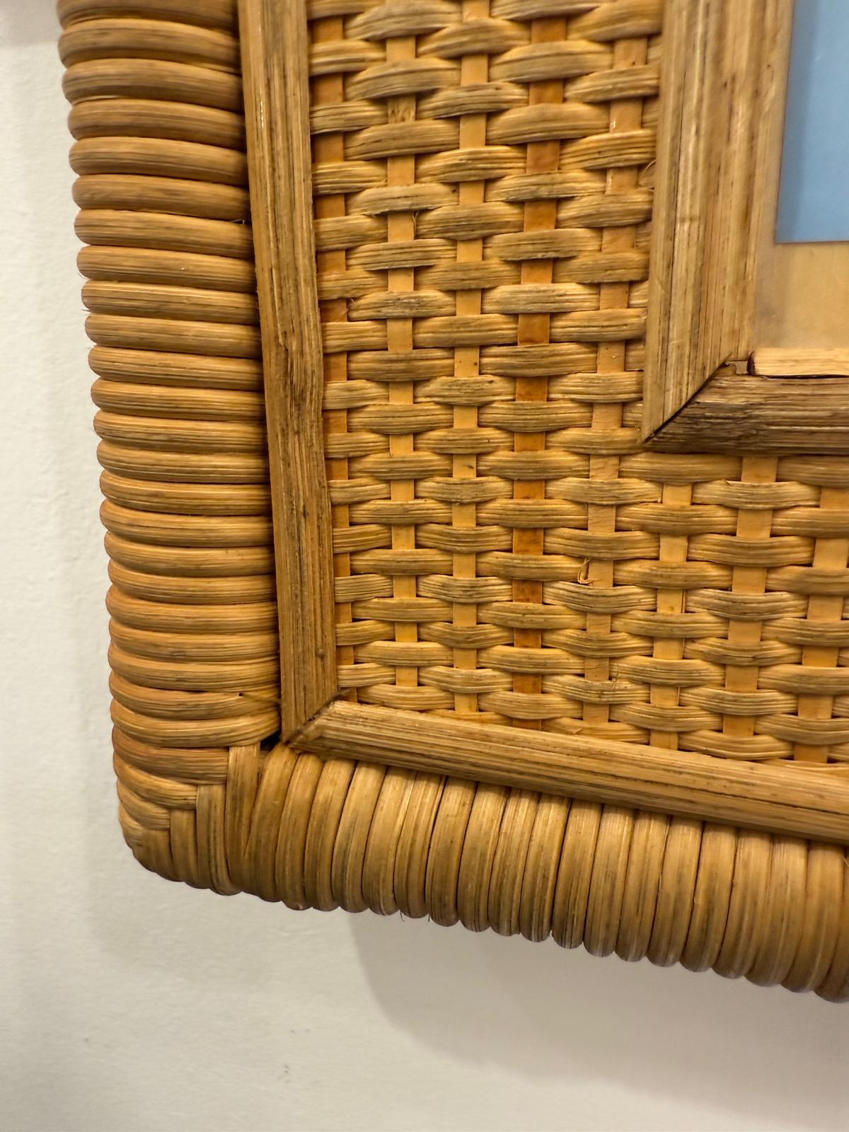Italian 70's Photo Frame In Rattan And Wicker In Good Condition For Sale In London, GB