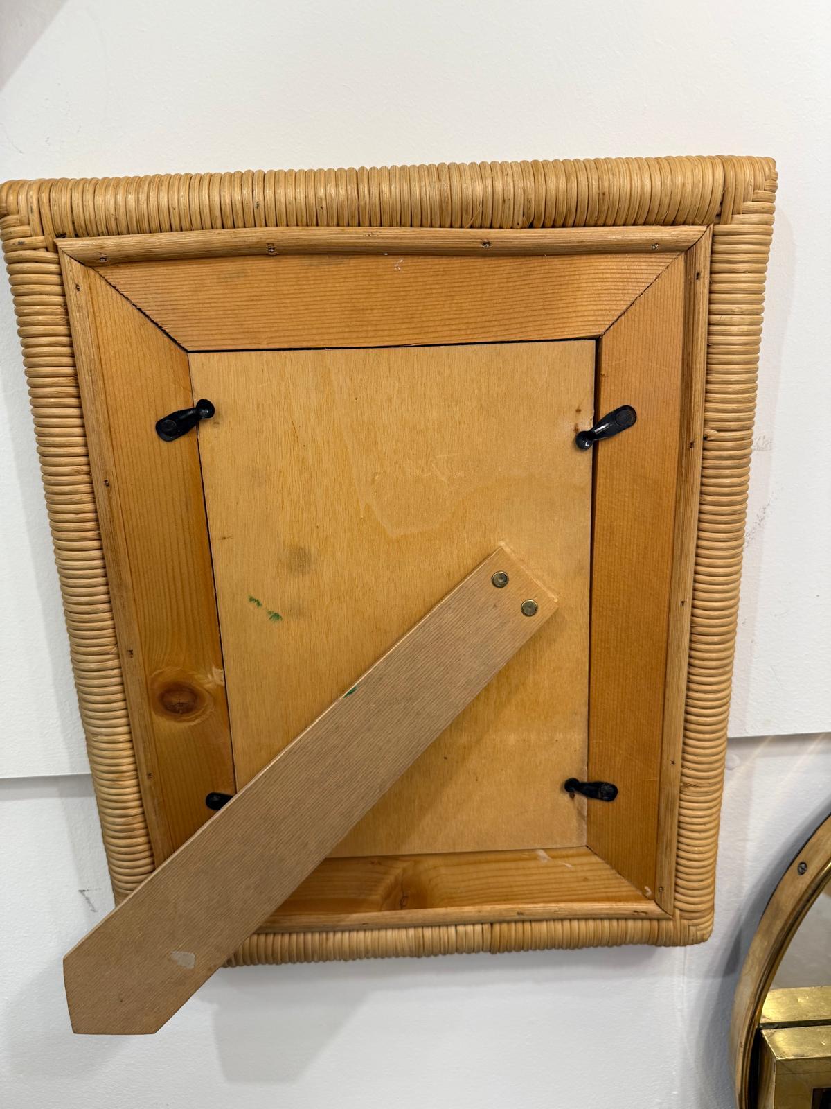 20th Century Italian 70's Photo Frame In Rattan And Wicker For Sale