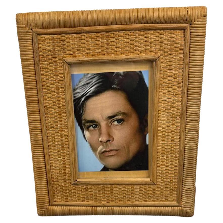 Italian 70's Photo Frame In Rattan And Wicker