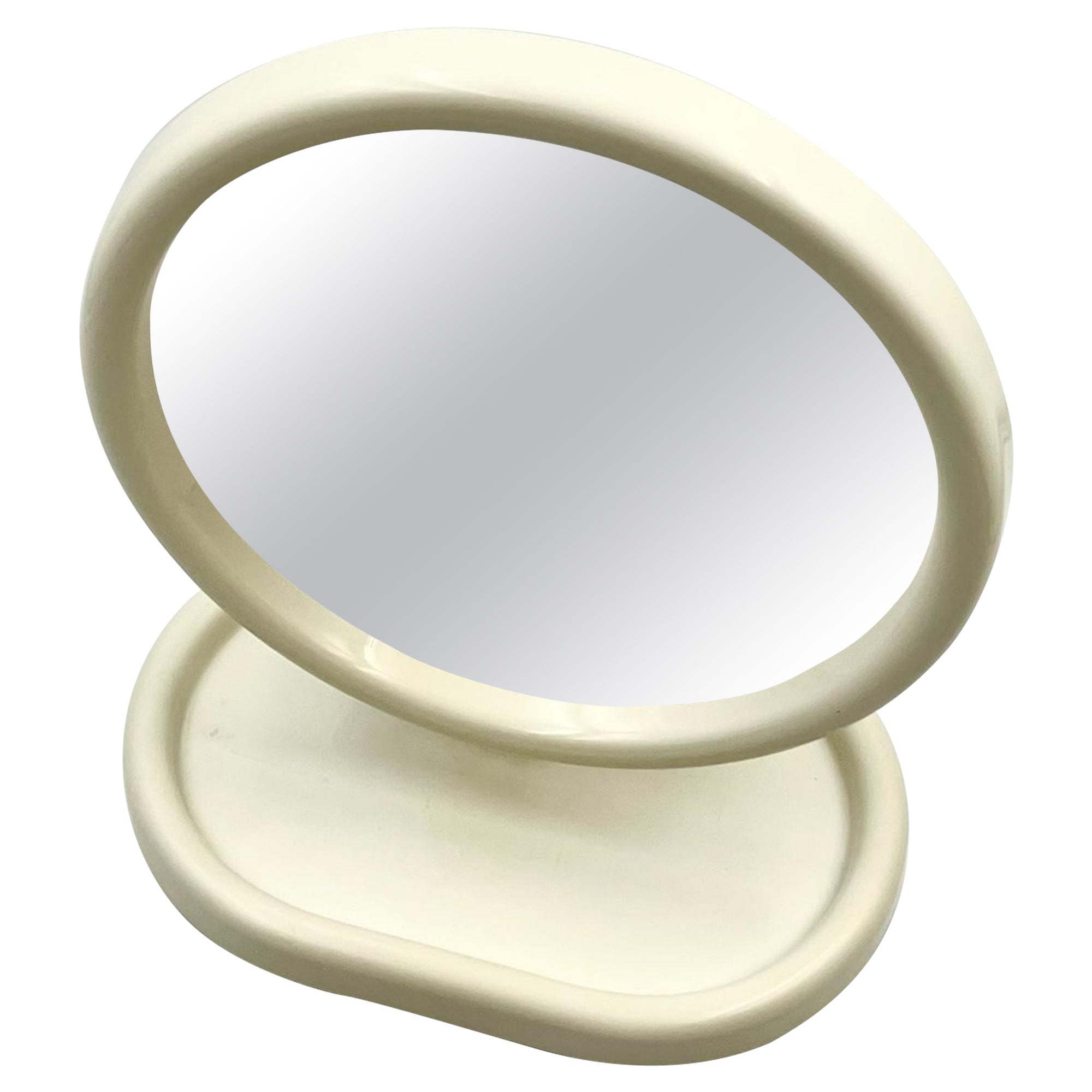 Italian 70s Space Age Design Round Vanity Mirror by Olaf Von Bohr for Gedy