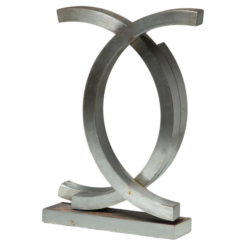 Italienische 70er Jahre Stahl Geometrische Skulptur