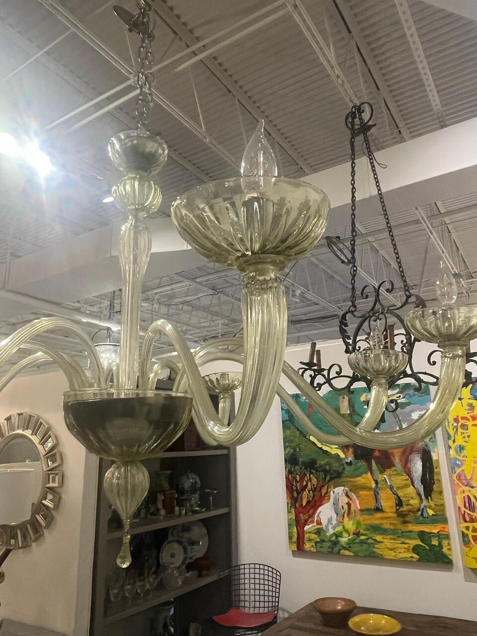 Italian 8 Arm Murano Glass Chandelier ready to hang