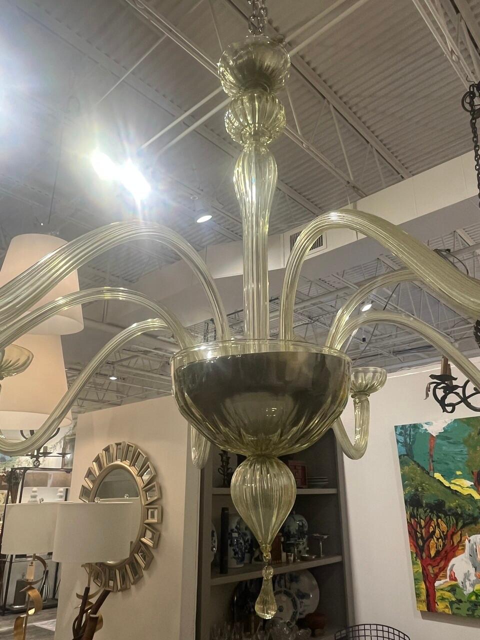 Modern Italian 8 Arm Murano Glass Chandelier