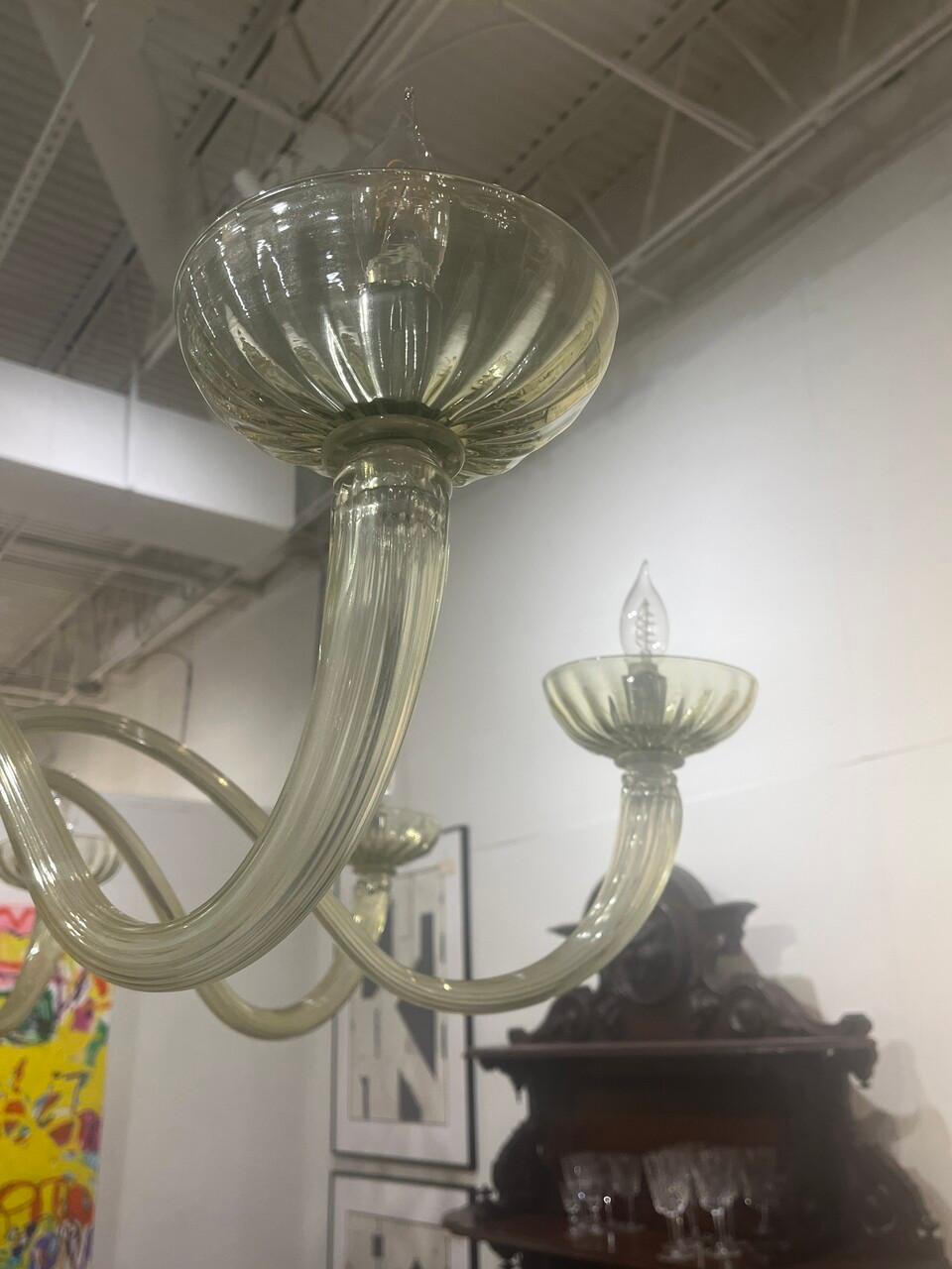 Art Glass Italian 8 Arm Murano Glass Chandelier