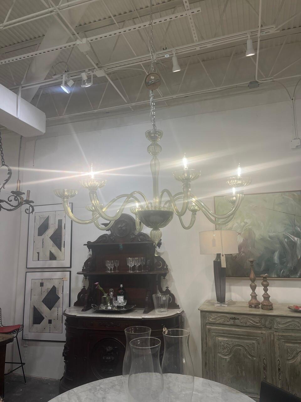 Italian 8 Arm Murano Glass Chandelier 1