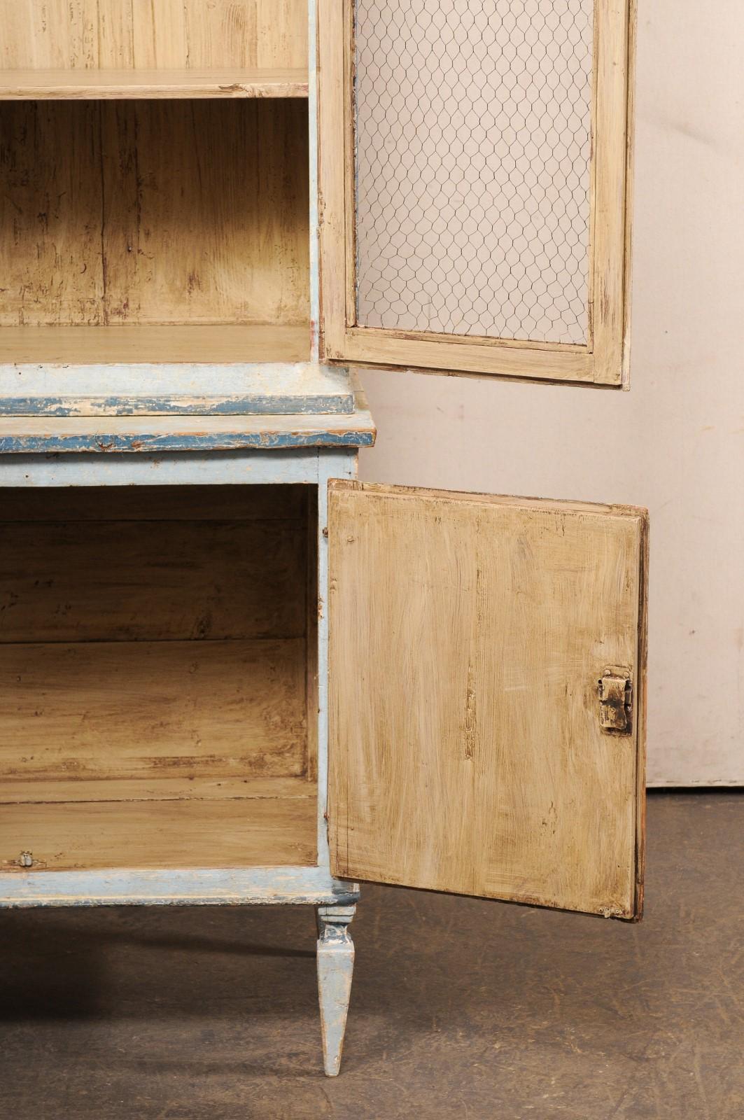 Italian 8+ Ft Tall Hutch, Soft Blue Finish For Sale 7