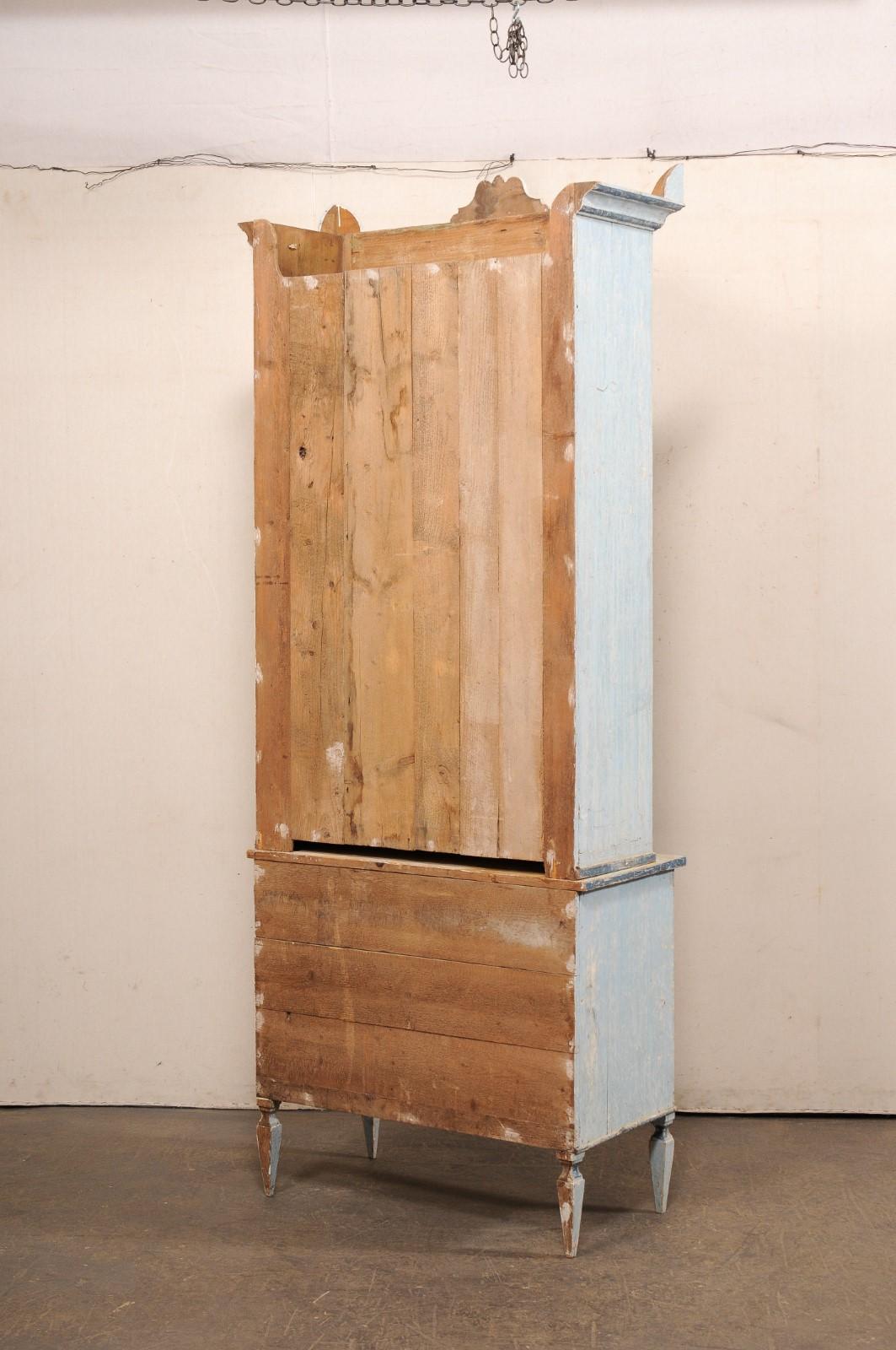 Italian 8+ Ft Tall Hutch, Soft Blue Finish For Sale 1