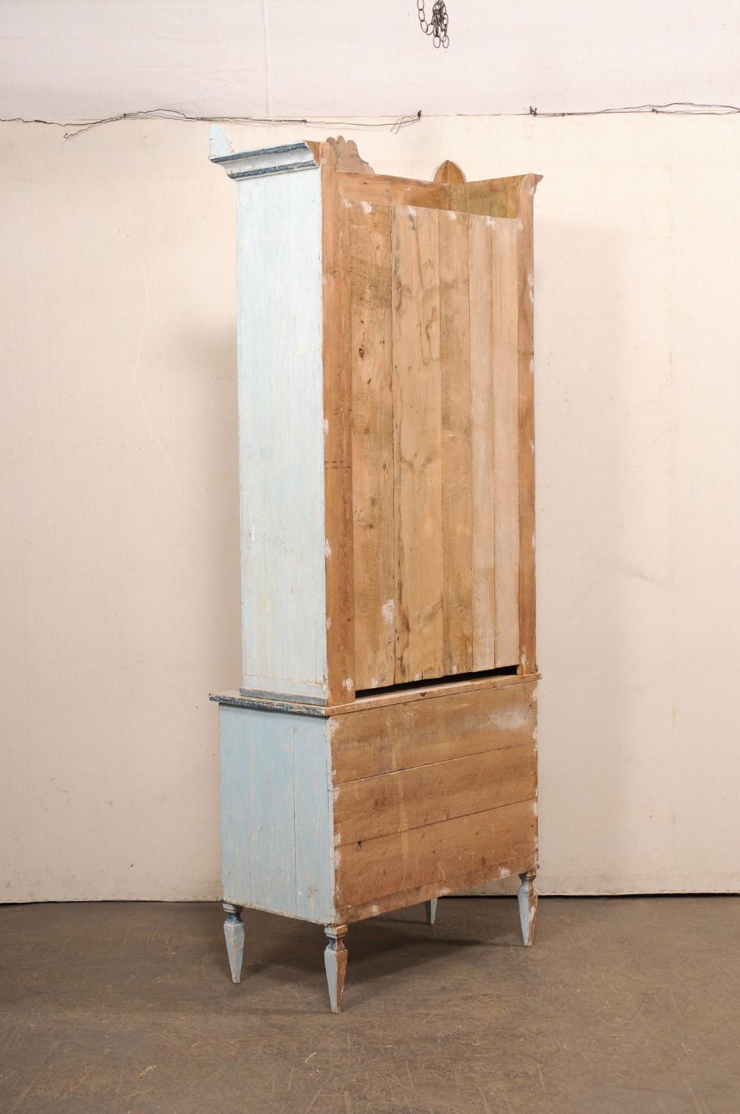 Italian 8+ Ft Tall Hutch, Soft Blue Finish For Sale 3