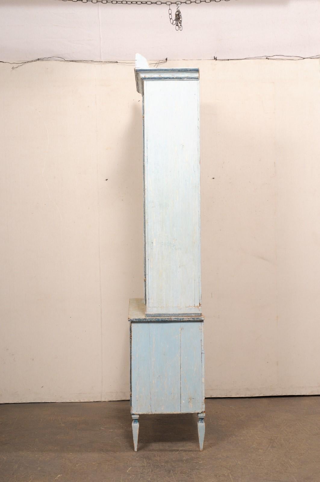 Italian 8+ Ft Tall Hutch, Soft Blue Finish For Sale 4