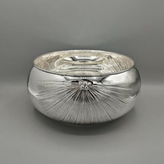 Italian 800 silver bowl embossed and chiseled with strelitzia flowers