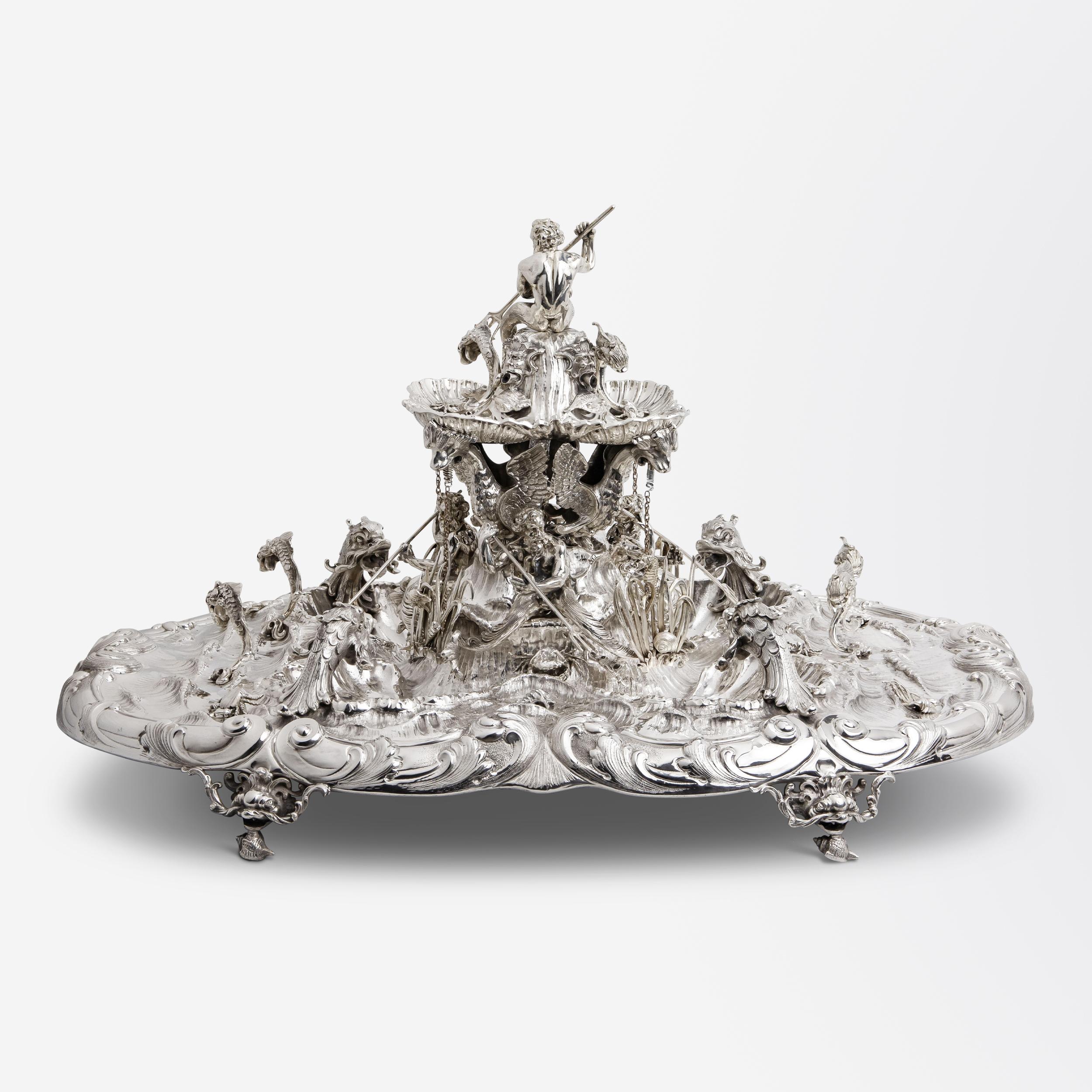 Italian .800 Silver Fountain of Neptune by Eugenio & Angelo Orefice In Good Condition For Sale In Brisbane City, QLD
