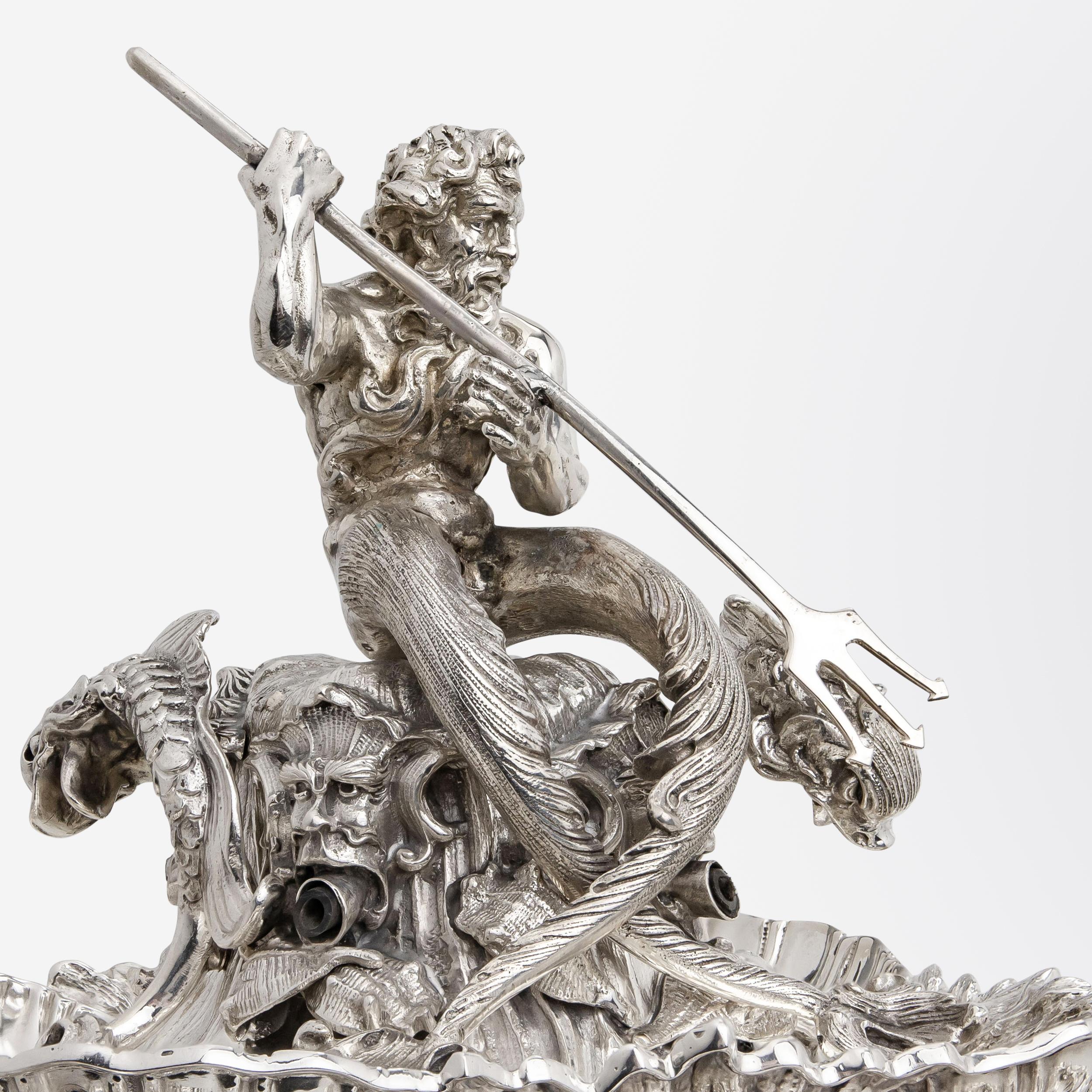 Italian .800 Silver Fountain of Neptune by Eugenio & Angelo Orefice For Sale 1