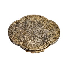 Italian 800 Silver Gold Vermeil Hand Painted Enamel Compact