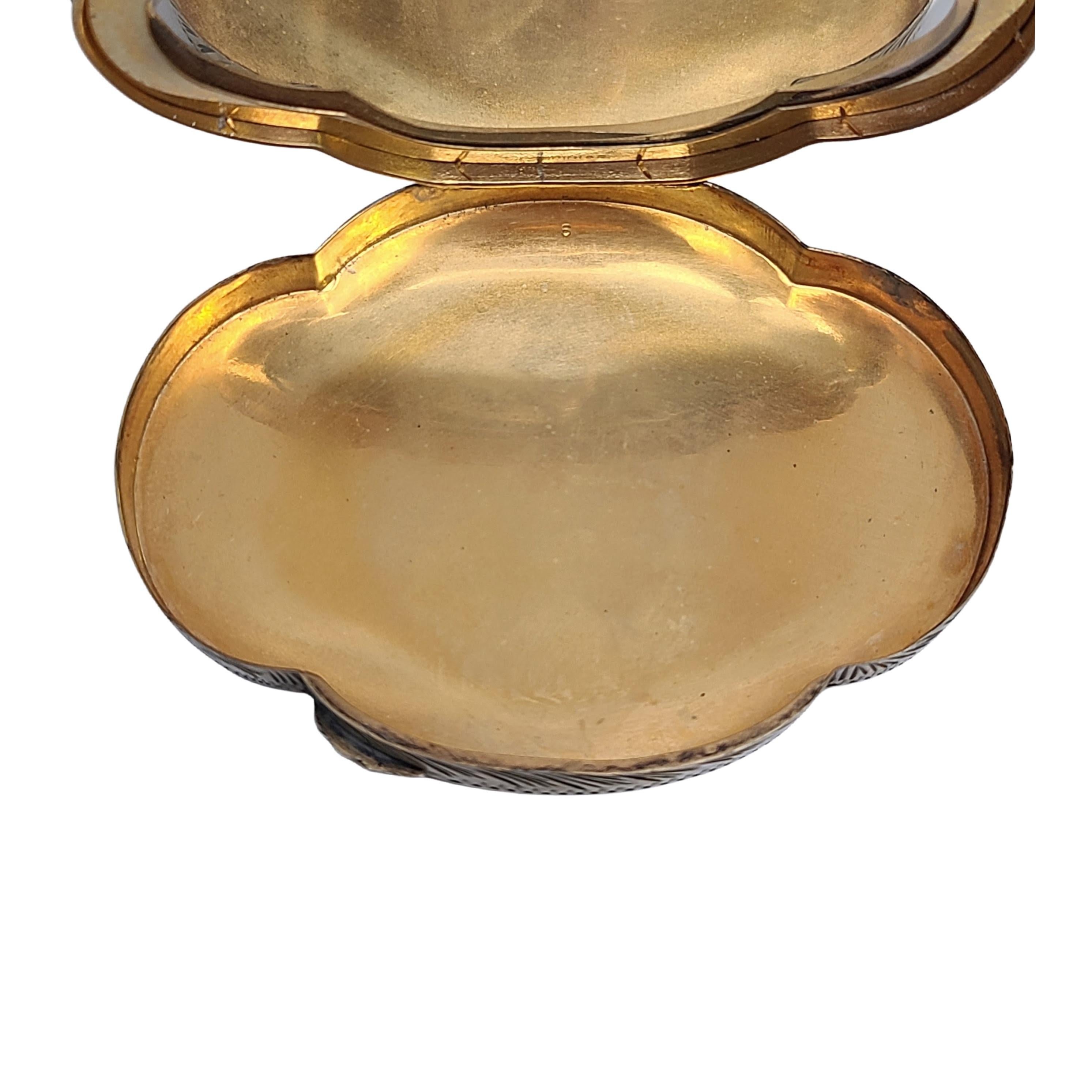 Women's Italian 800 Silver Gold Vermeil Hand Painted Enamel Compact