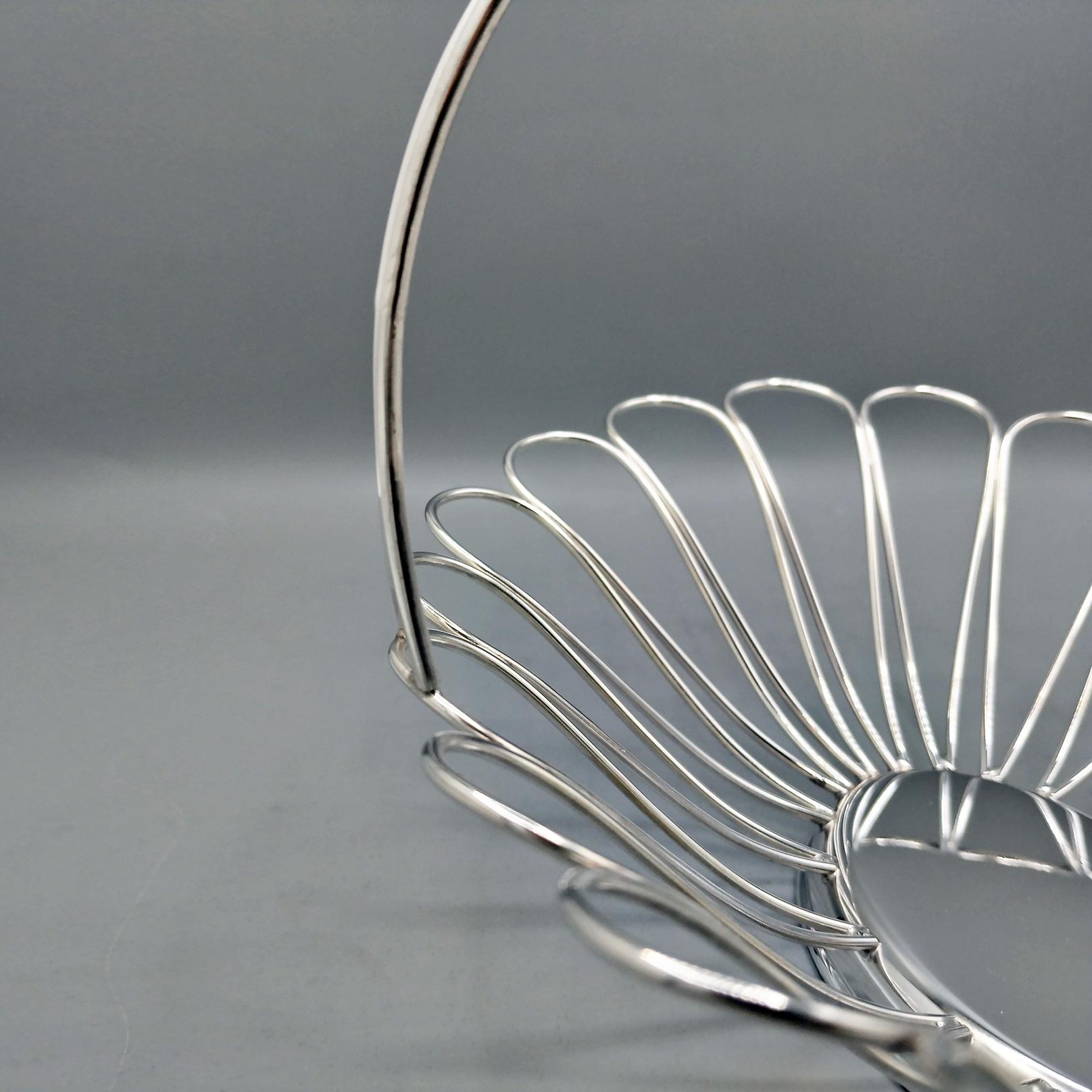 Cesta de Fruta Pan de alambre de Plata 800 Italiana en venta 4