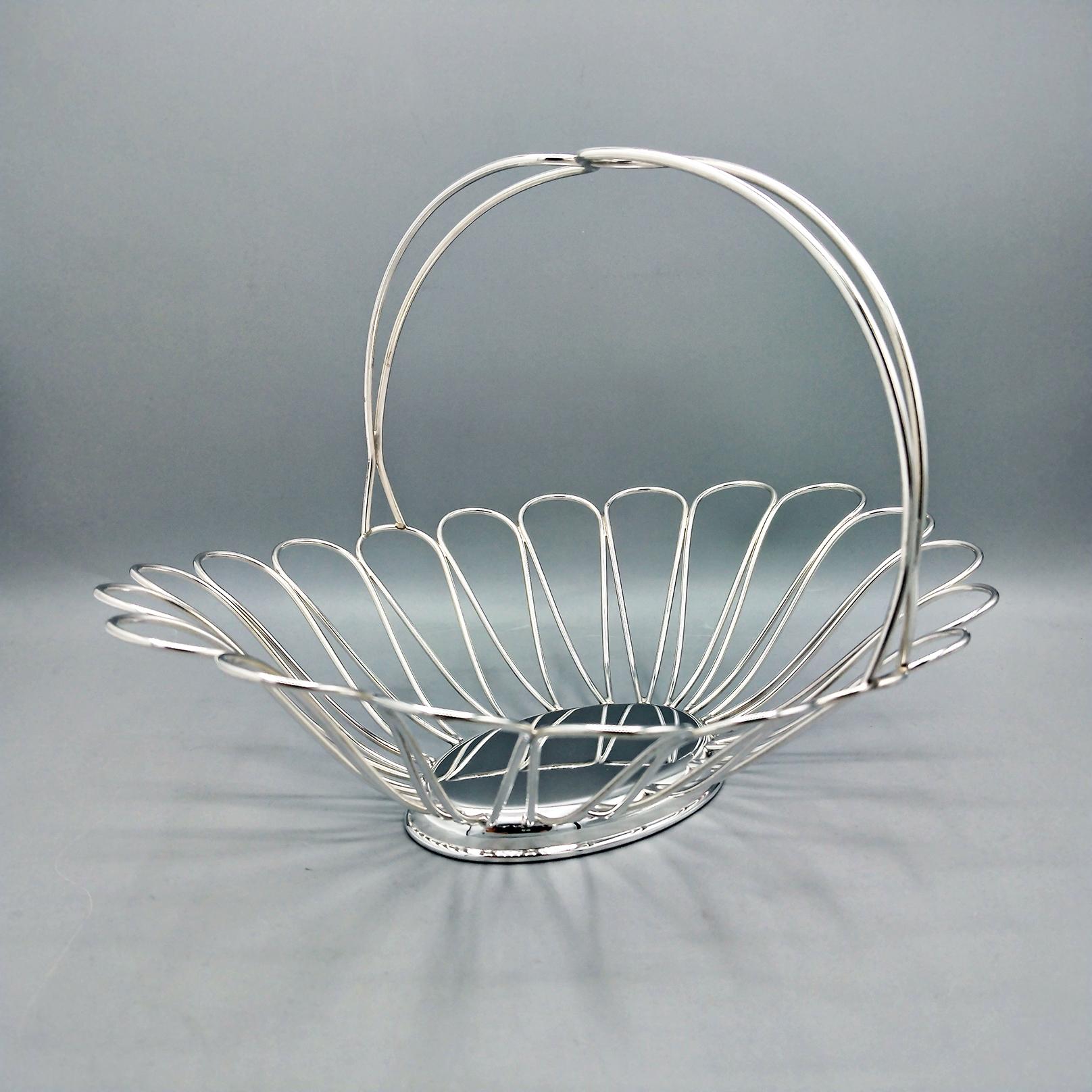 Cesta de Fruta Pan de alambre de Plata 800 Italiana en Nuevo estado para la venta en VALENZA, IT