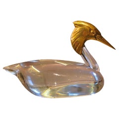 Italian 80s Brass and Glass Duck