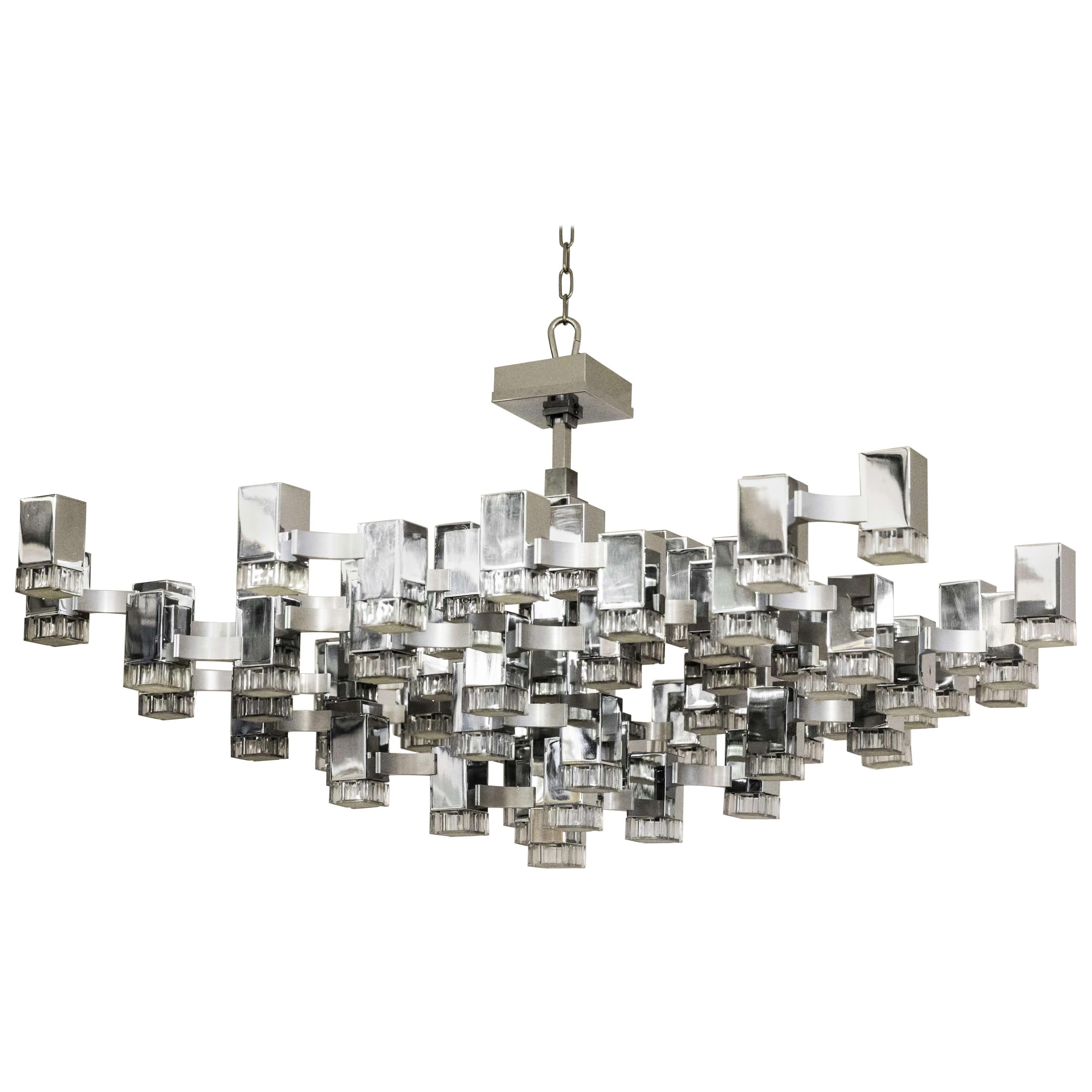 Italian, 81 Cubic Chandelier by Gaetano Sciolari, 1970s