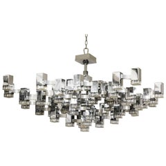 Italian, 81 Cubic Chandelier by Gaetano Sciolari, 1970s