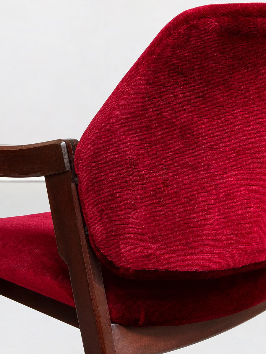 Italian 814 Beech and Velvet Armchairs by Ico and Luisa Pairisi for Cassina 1961 5
