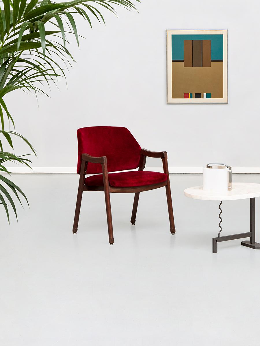 Italian 814 Beech and Velvet Armchairs by Ico and Luisa Pairisi for Cassina 1961 7