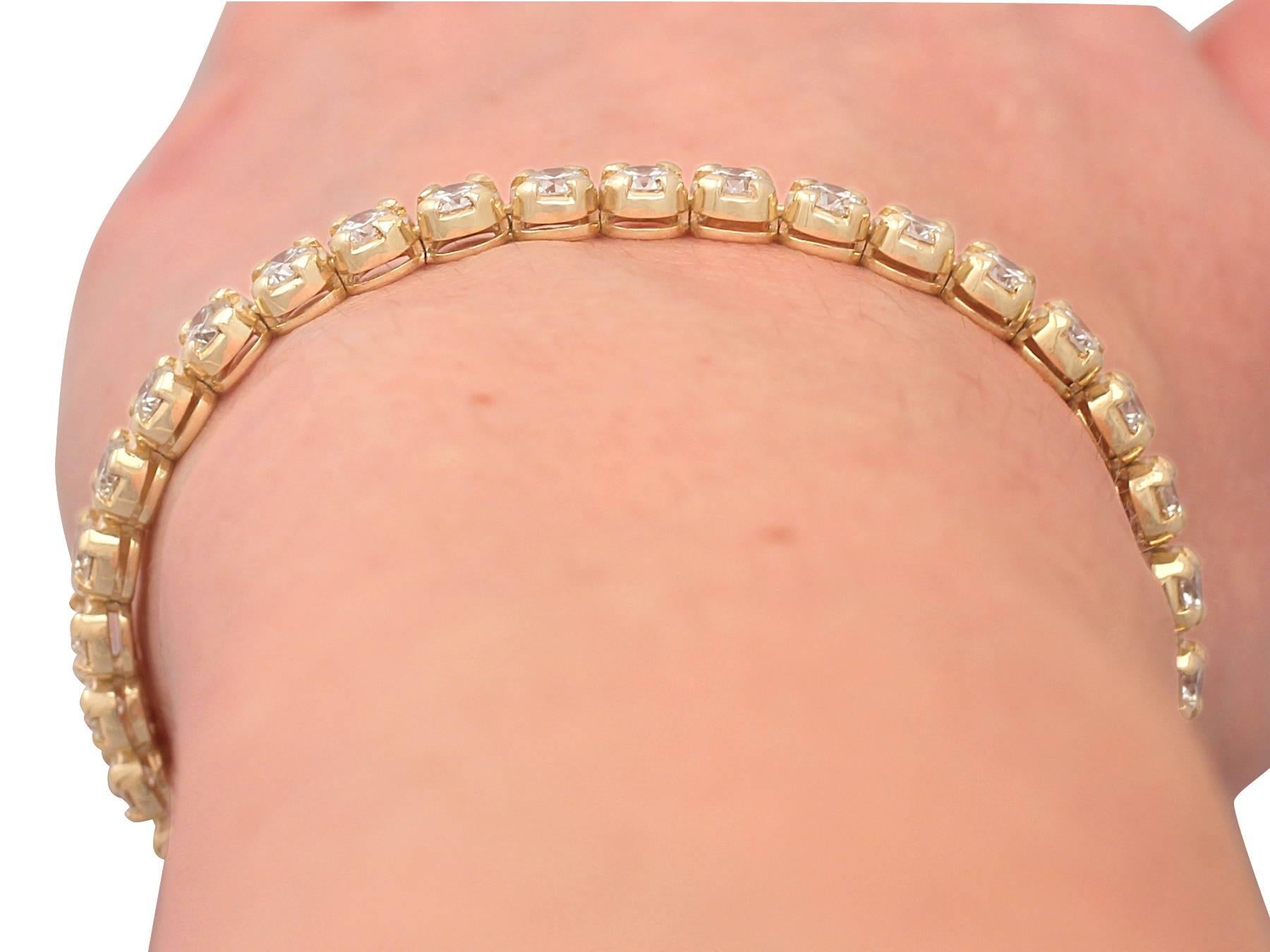 Italian 8.50 Carat Diamond Yellow Gold Tennis Bracelet 2