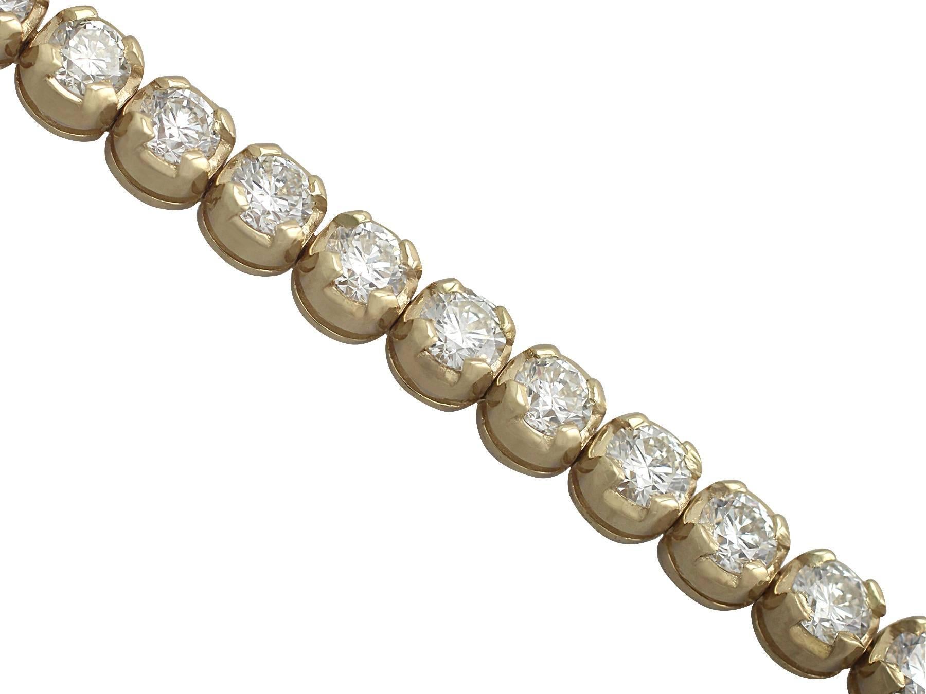 A fine and impressive contemporary Italian 8.50 carat diamond tennis bracelet crafted in 18 karat yellow gold; part of our diverse diamond jewelry collection

This fine Italian diamond tennis bracelet has been crafted in 18k yellow gold.

The