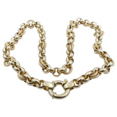 Italian 9 Karat Yellow Gold Fancy Belcher Chain Necklace