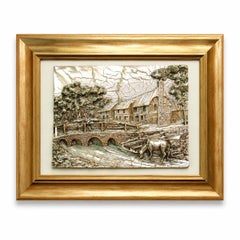 Italian 925 Silver and 24-Karat Gold-Plated High-Relief Landscape by Guerrini
