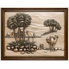 Italian 925 Silver and 24-Karat Gold-Plated High-Relief Landscape by Guerrini