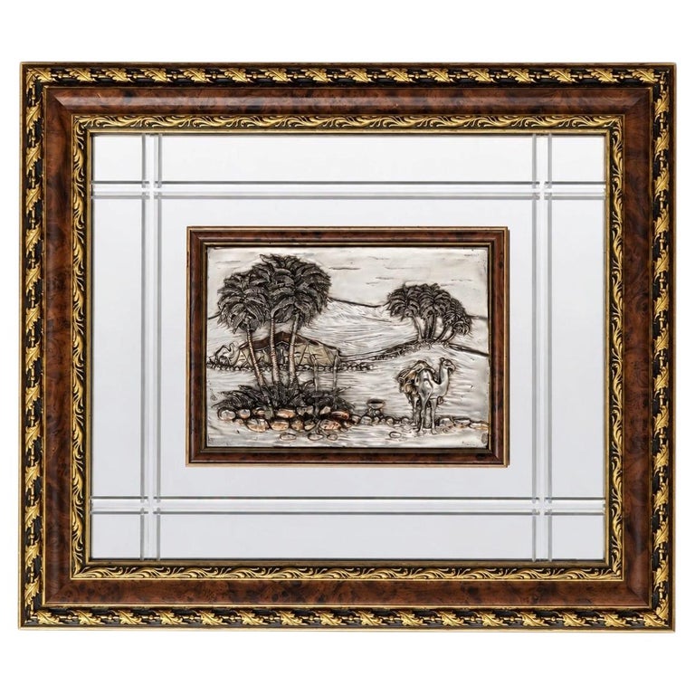 Italian 925 Silver and 24-Karat Gold-Plated High-Relief Landscape by Guerrini