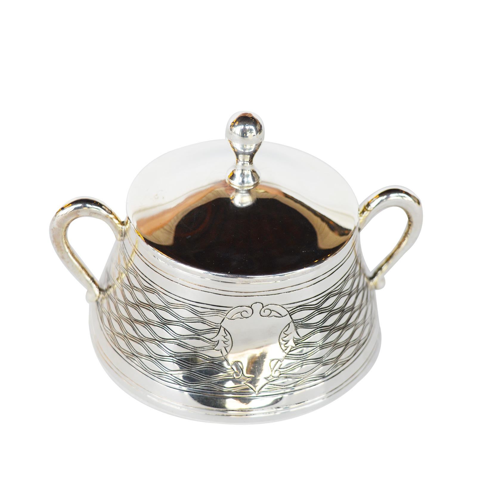 Italian 925 Sterling Silver Tea Set, Late 19th Century For Sale 1