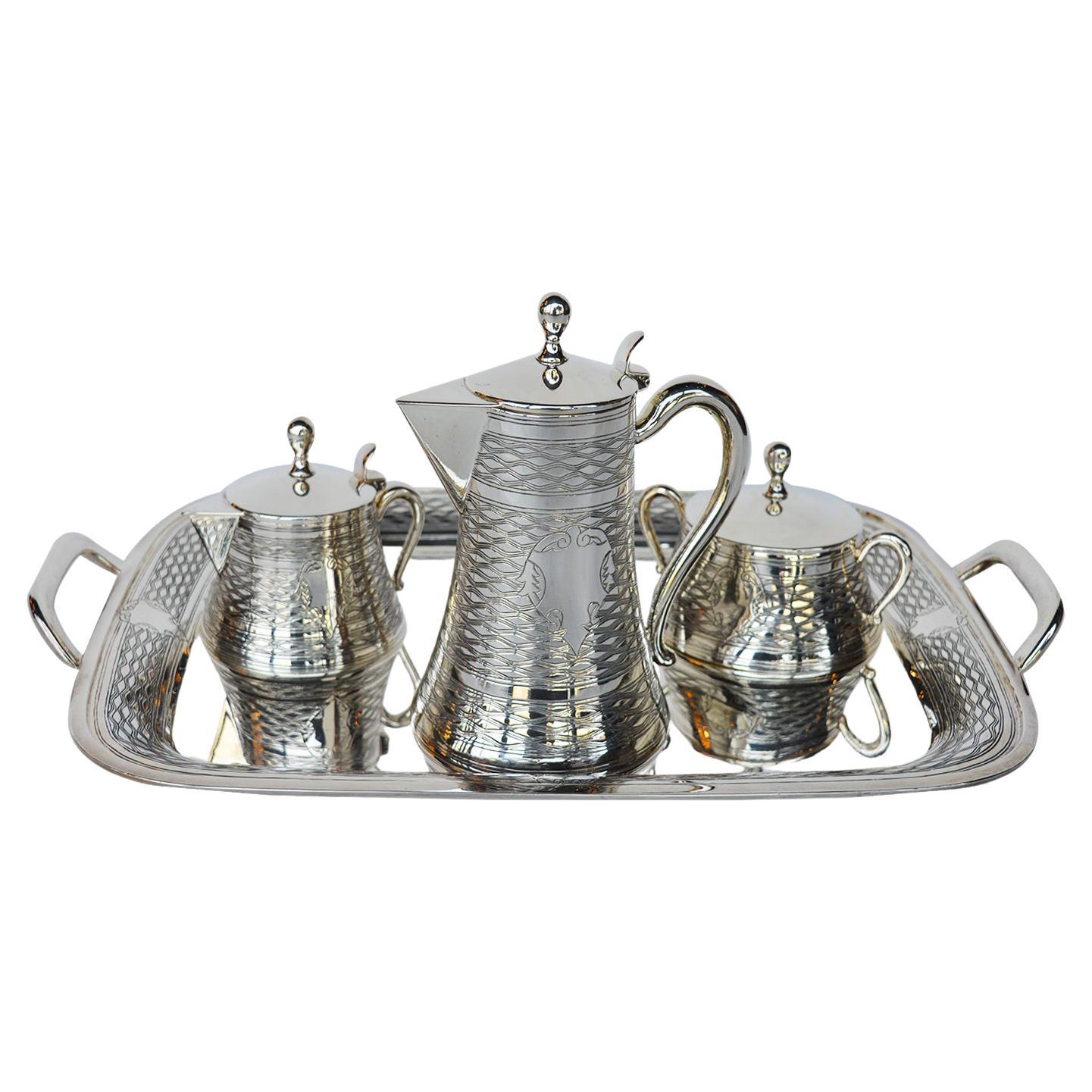 Italian 925 Sterling Silver Tea Set, Late 19th Century