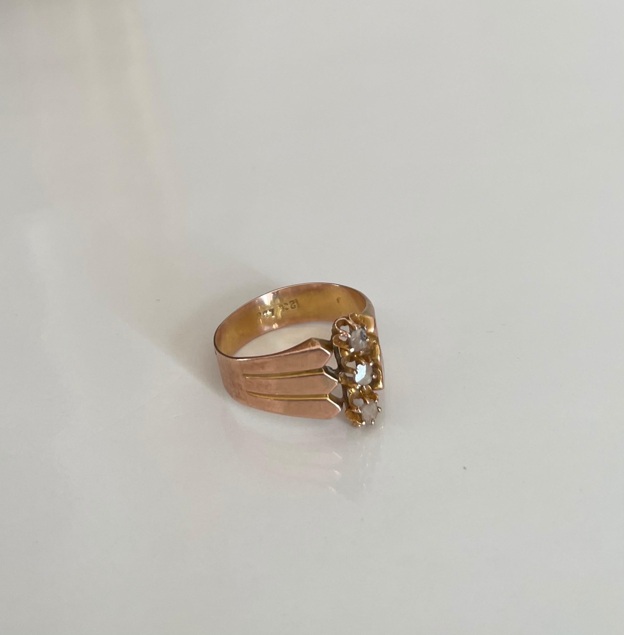 Early 20th Century Italian 9kt Gold Art Deco Ring