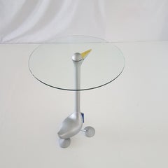 Italian A. Mendini Coffee Table with Crystal Glass Top and Cast Aluminium Frame