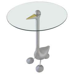 Italian A. Mendini Coffee Table with Crystal Glass Top and Cast Aluminium Frame