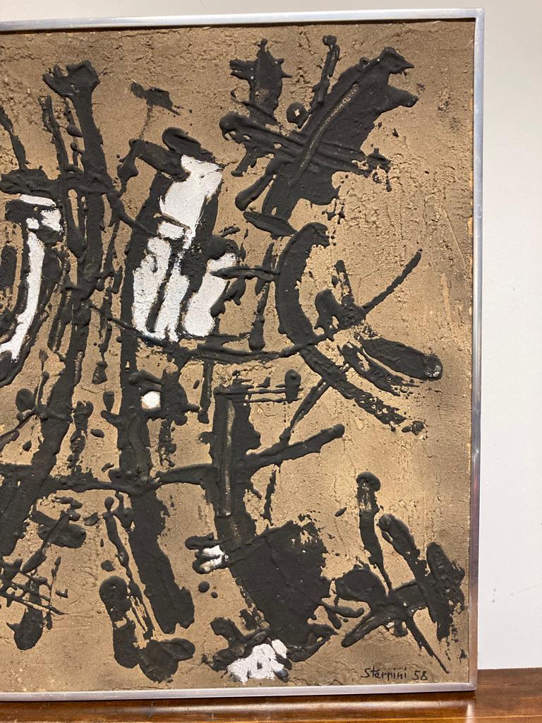 Italian Abstract Expressionist Painting by Ugo Sterpini, Signed and Dated 1958 In Good Condition For Sale In Stamford, CT