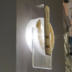 Lámpara italiana abstracta moderna de plata dorada y cristal de Murano