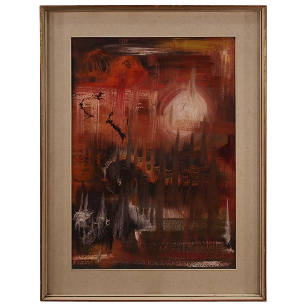 Italian Abstract Oil Painting on Canvas, 20th Century For Sale