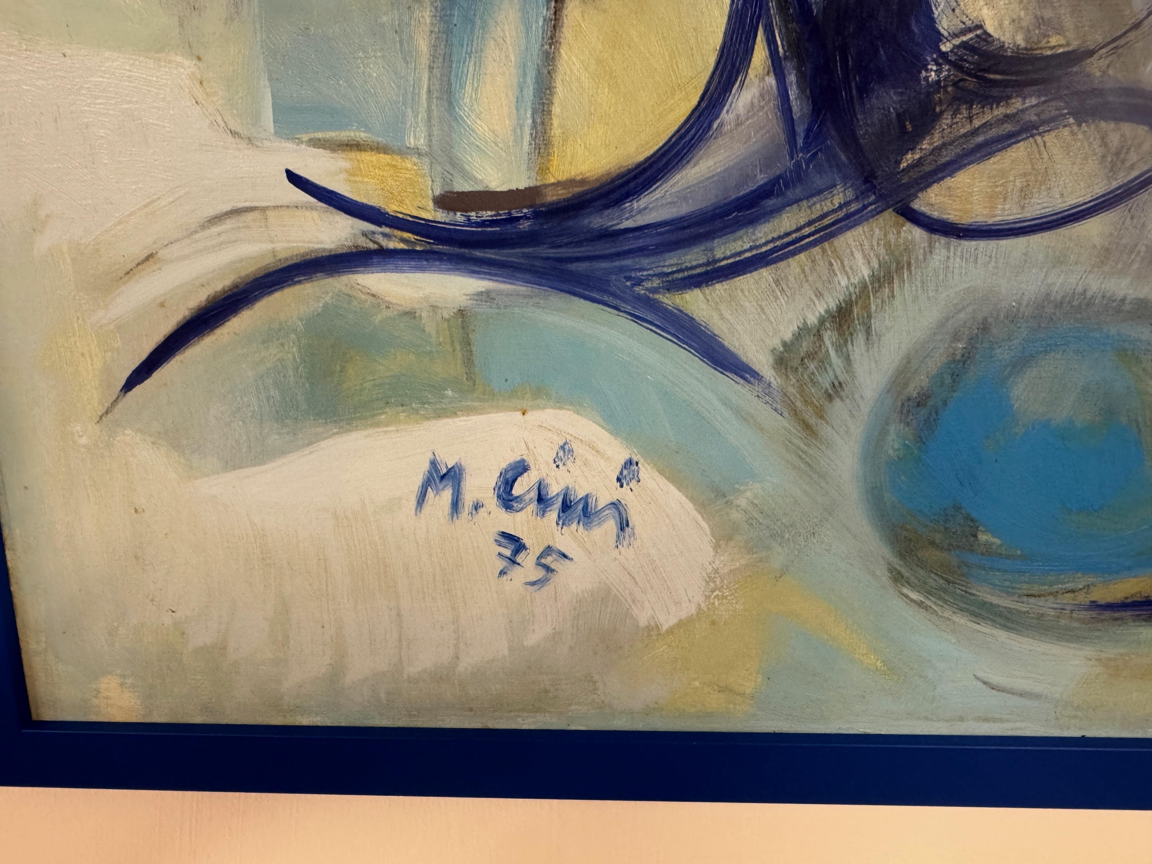 Italienische abstrakte Malerei in Blau, 1975 (20. Jahrhundert) im Angebot