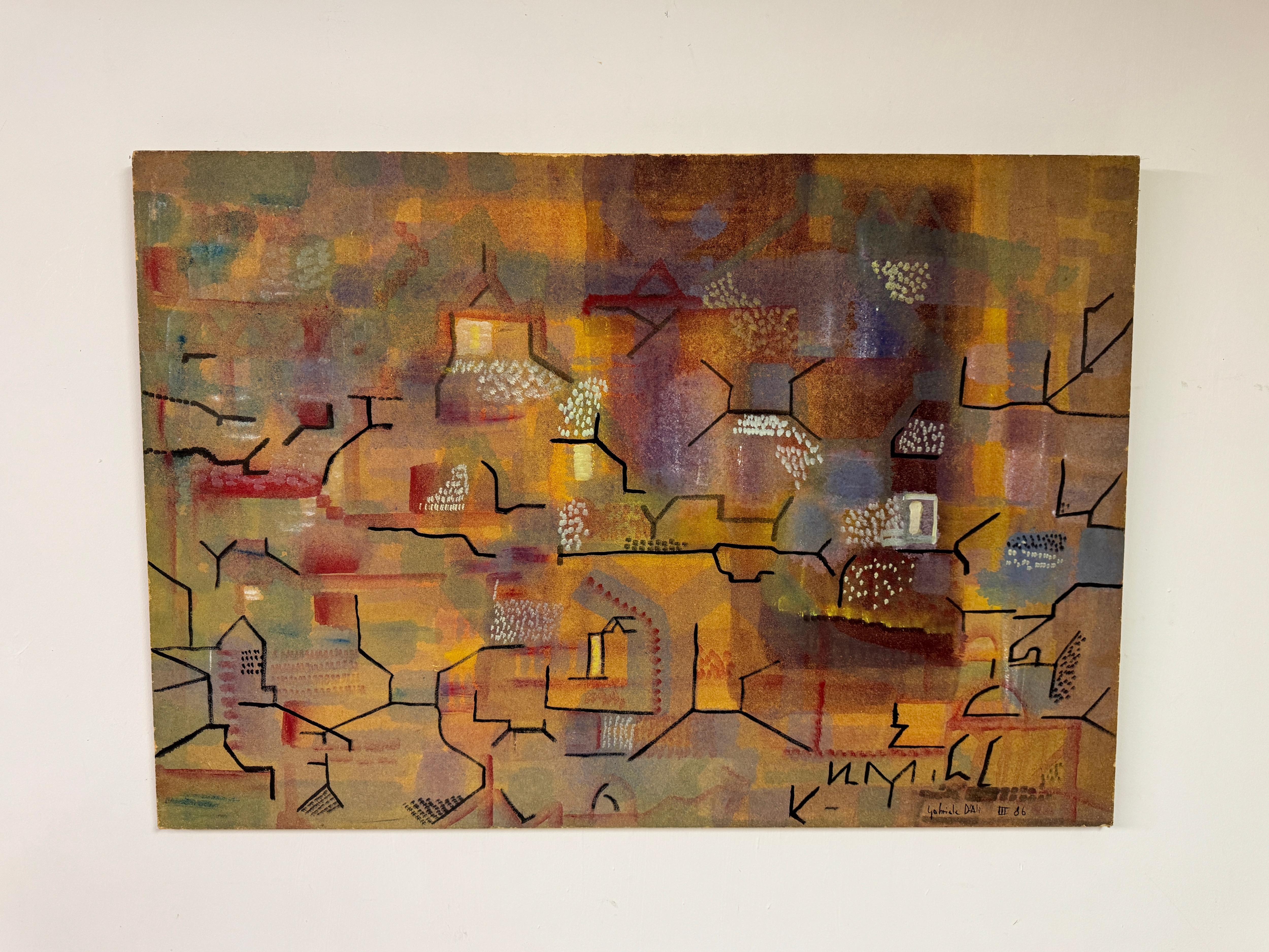Post-Modern Italian Abstract Painting on Board For Sale