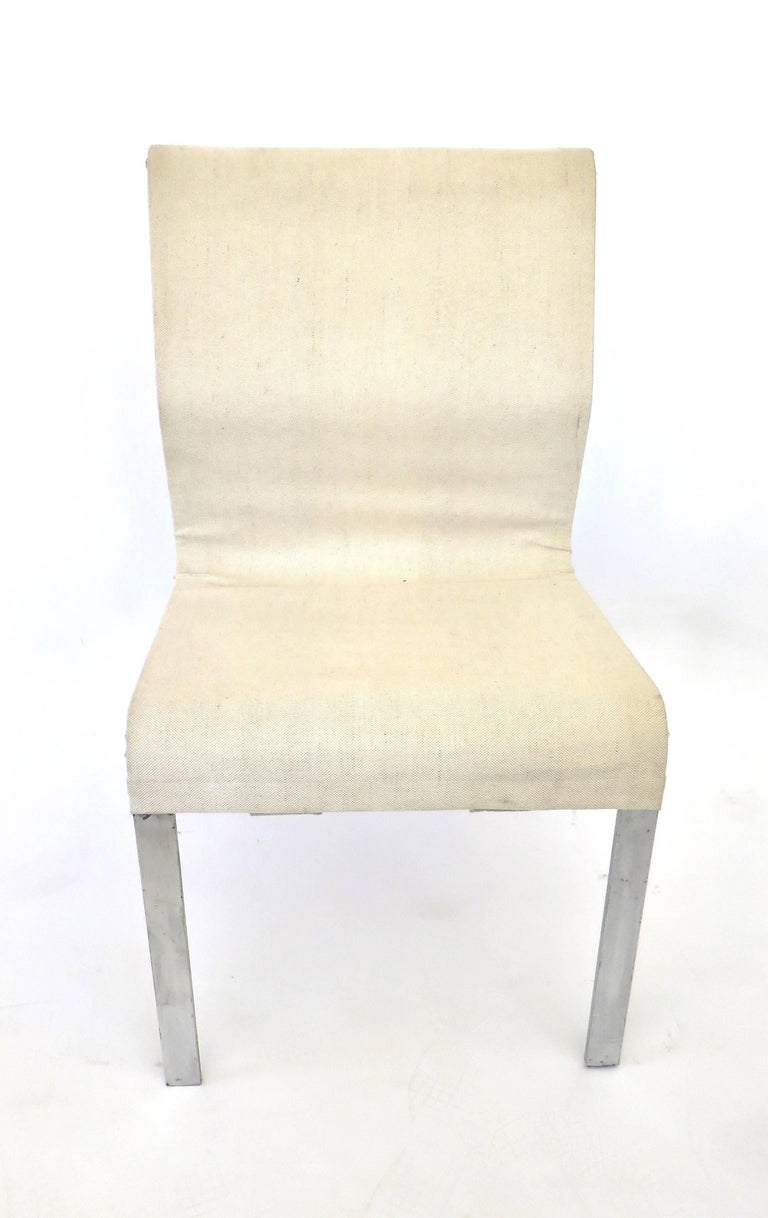 Italian Abstract Sculptural Steel And Fabric Corset Side Chair For