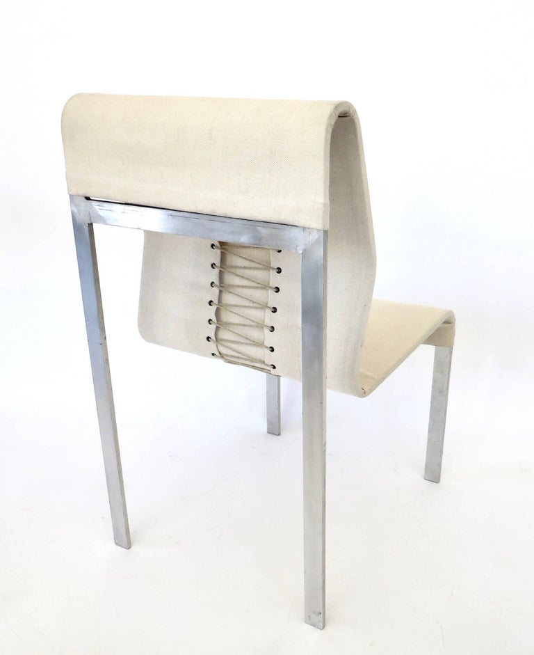 Italian Abstract Sculptural Steel And Fabric Corset Side Chair For