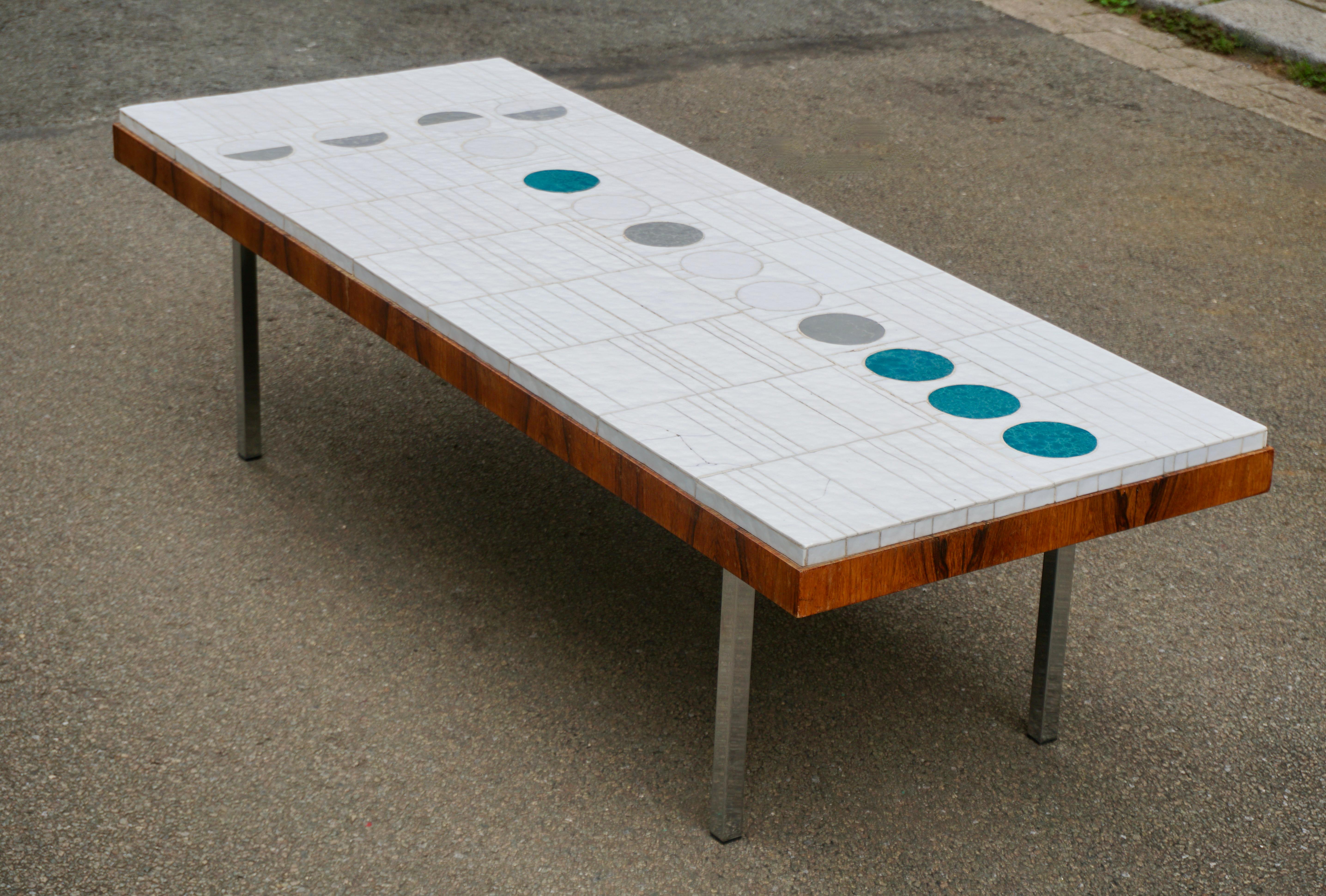Mid-Century Modern Table basse italienne en carreaux abstraits dans le style de Pia Manu en vente