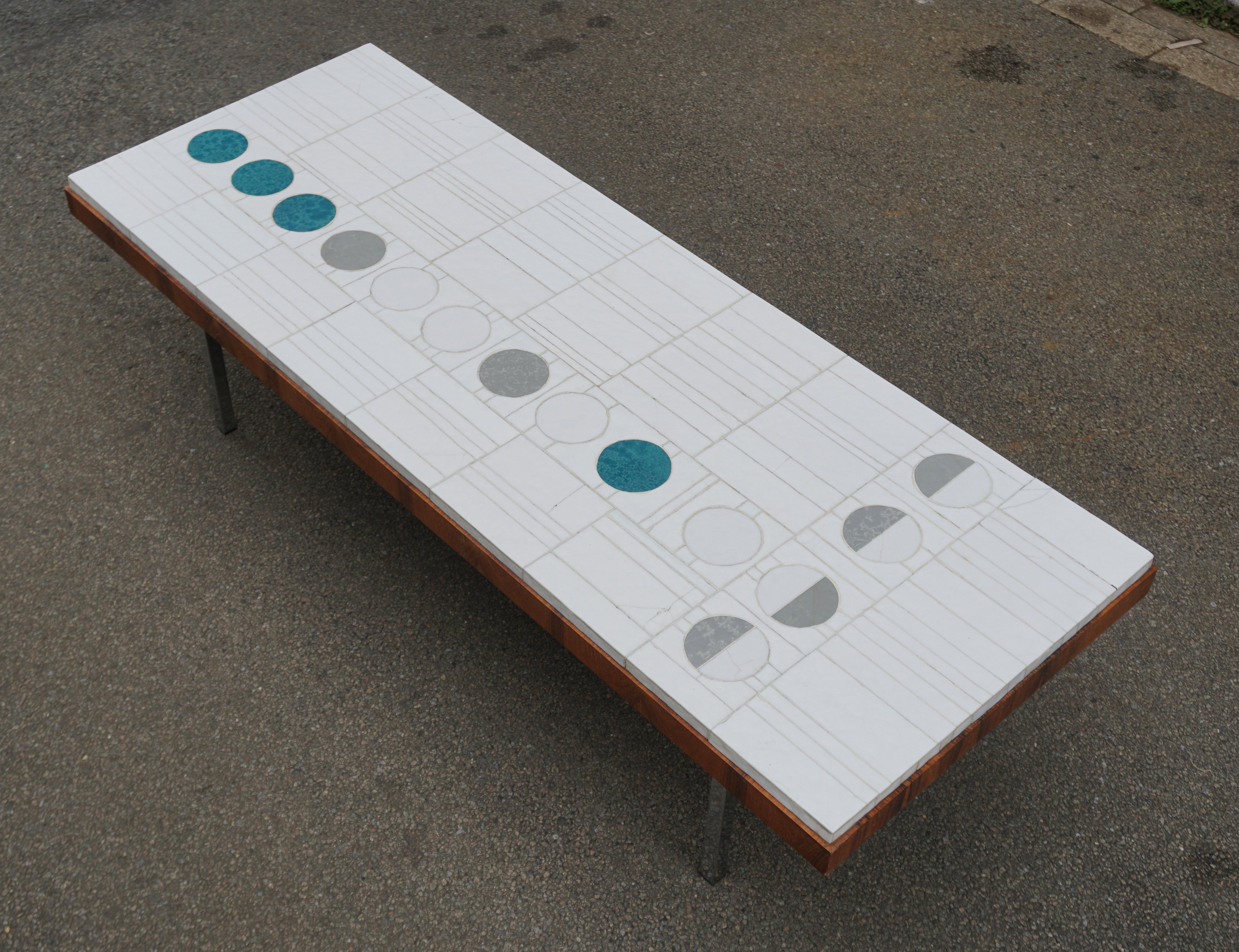 Veneer Italian Abstract Tile Coffee Table in the Style of Pia Manu For Sale