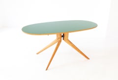 Italian Acer Dining Table with Light Green Glass Top
