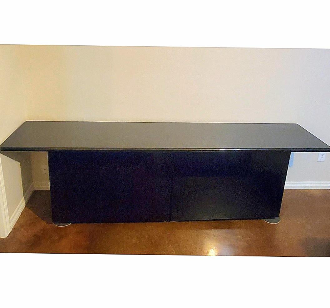 Post-Modern Italian Acerbis Modern Black Lacquer Sheraton Sideboard For Sale